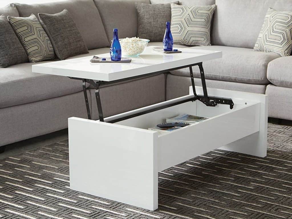 Benzara Glossy Lift Top Coffee Table