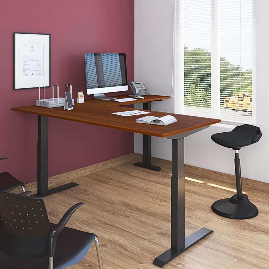 Triple Motor Electric L-Shaped Standing Desk